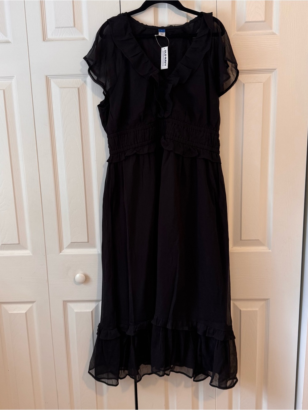 Old Navy Black Ruffled Neck Blouse